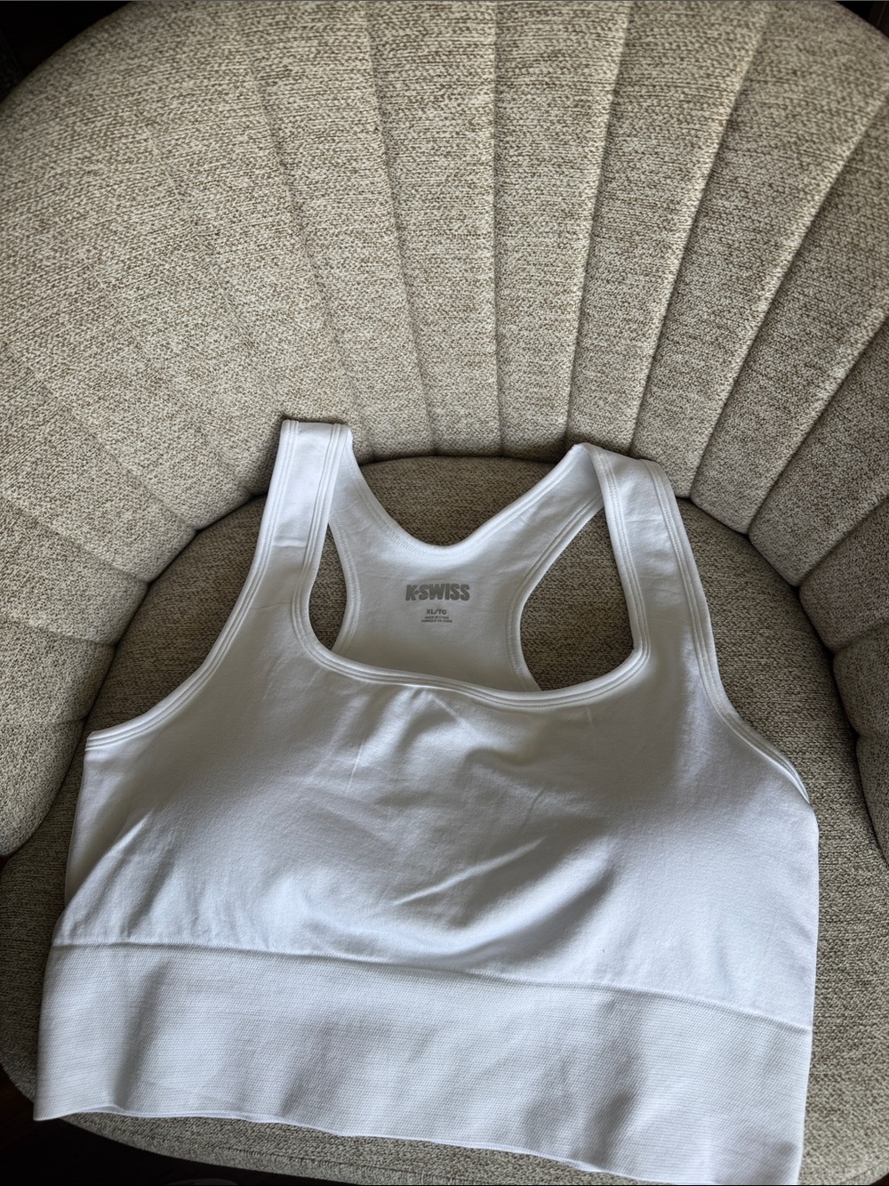 K-Swiss White Racerback Crop Sports Bra